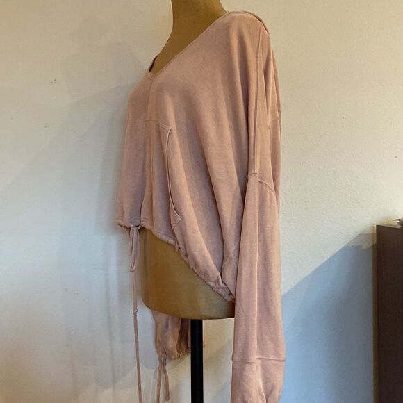 Free People Movement Ojai Crop pink Hoodie Womens Sz S/P excellent pre owned - Picture 5 of 10